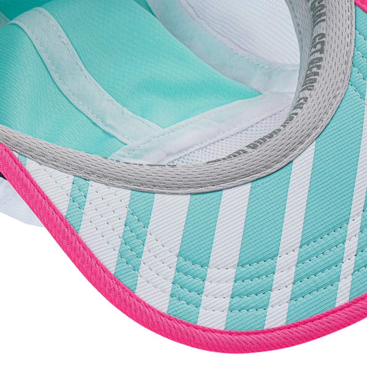 Hardlooppet in wit met roze en mint details, binnenaanzicht met zweetband