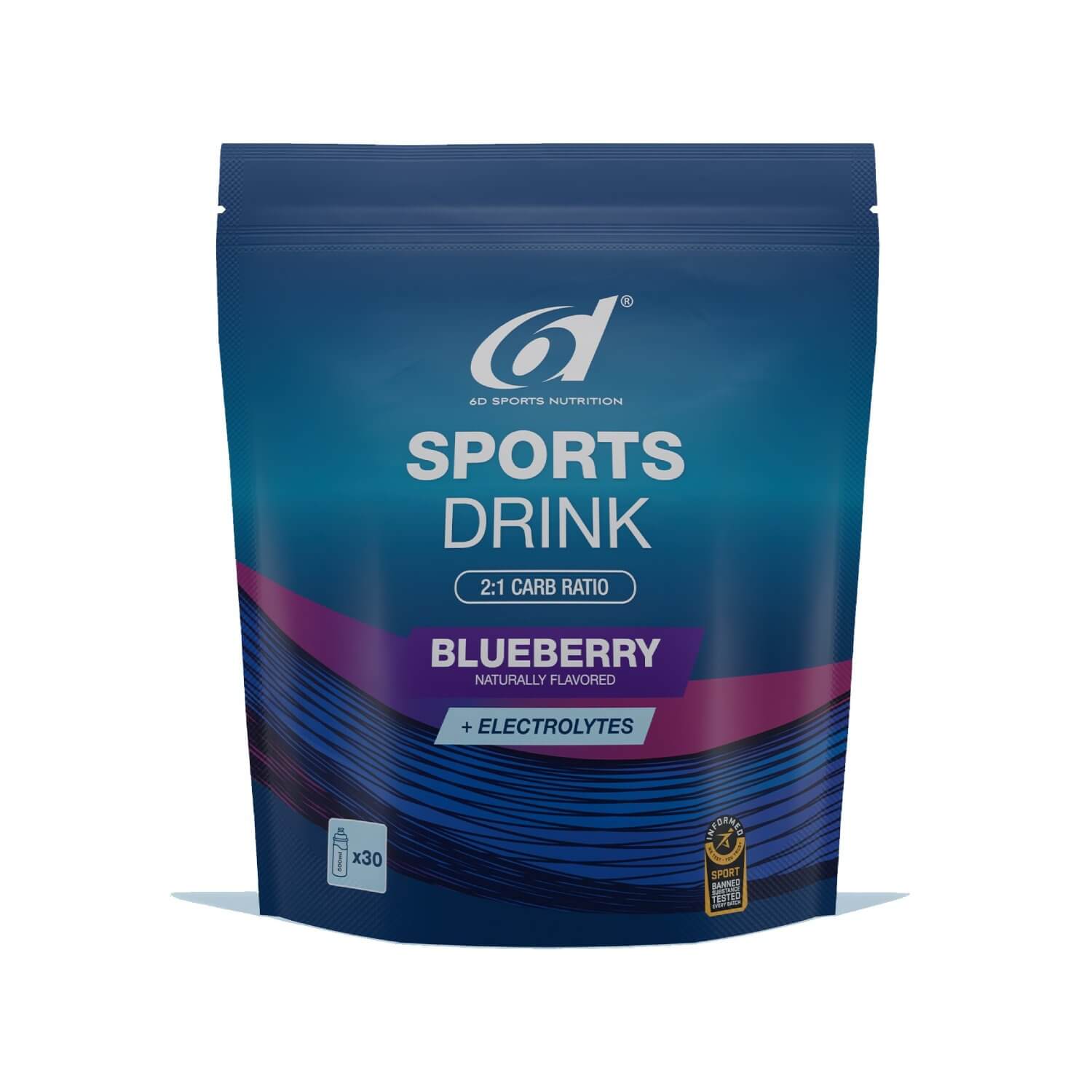 6d Sports Drink Blueberry – vooraanzicht van de 1kg verpakking